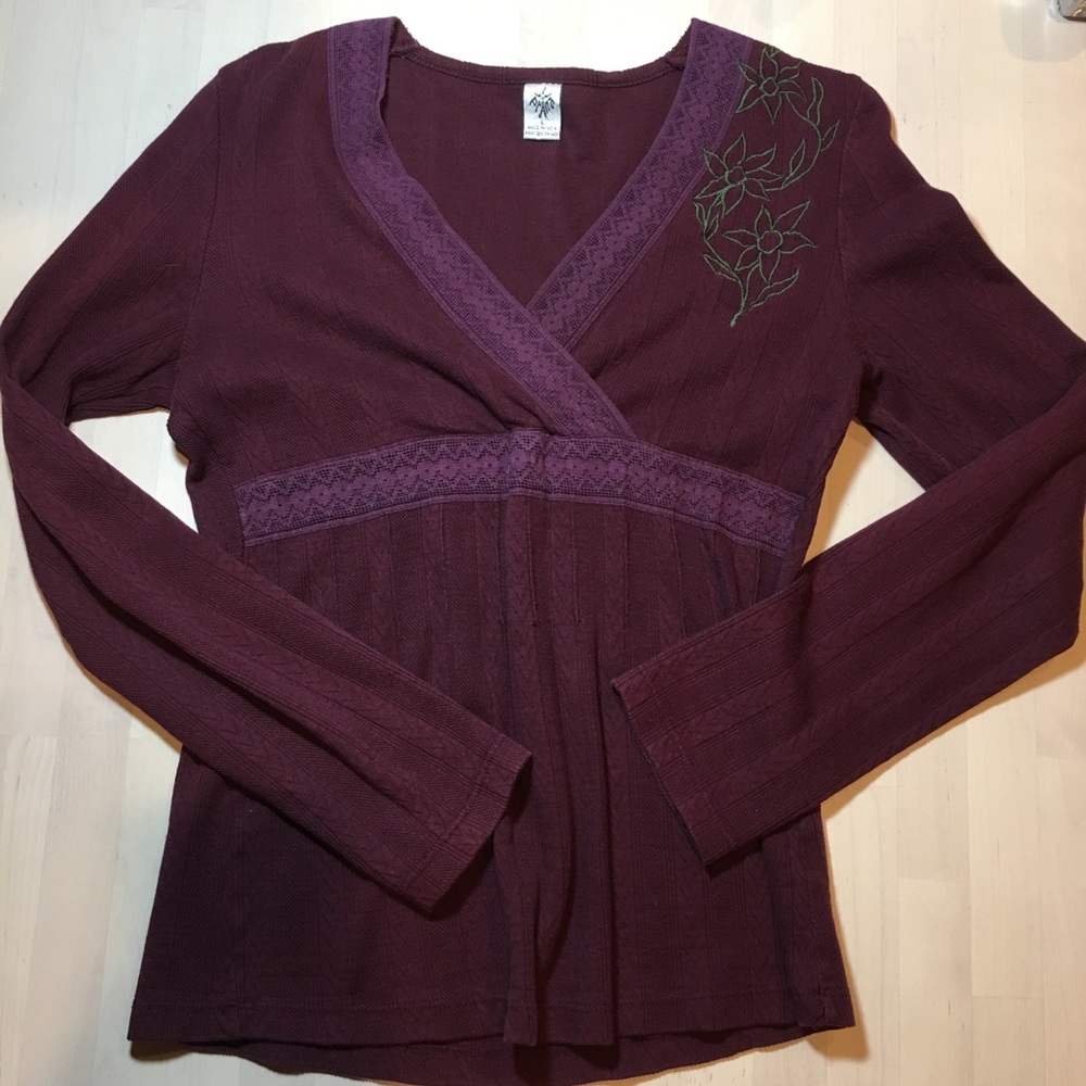Prana Long Sleeve embroidered top